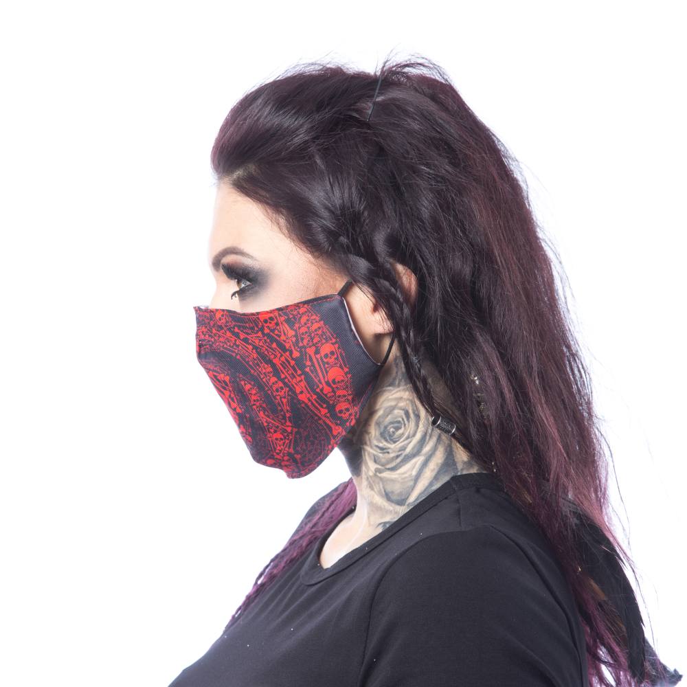 Vixxsin - SKELETON ROSE Masque - Masque buccal - Noir/Rouge